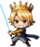 AI generated cute boy  cartoon character with saber png