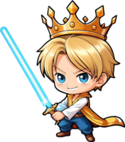 AI generated cute boy  cartoon character with saber png