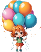 ai generado un anime niña con globos en su cabeza ai generativo png