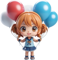 ai gegenereerd een anime meisje met ballonnen Aan haar hoofd ai generatief png