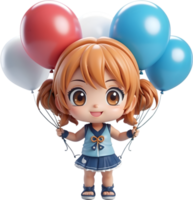 ai généré un anime fille avec des ballons sur sa tête ai génératif png