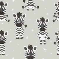 Seamless pattern with cute zebra. Pattern for children's products. Vector illustration isolated on white background.