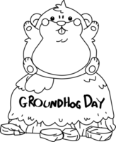 Groundhog day cartoon style illustration set png