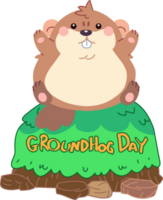 Groundhog day cartoon style illustration set png