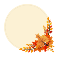 autumn leaves frame around decoration board illustration design png