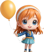 ai genererad anime flicka innehav ballonger ai generativ png