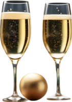 AI generated two glasses of champagne on a transparent background ai generative png