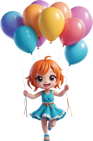 AI generated an anime girl with balloons on her head ai generative png