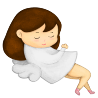 girl angle kid sleep happy comfort cartoon cute draw illustration design png