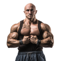 AI generated body builder man on transparent background PNG image