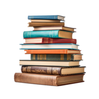 AI generated stack of old books on transparent background PNG image