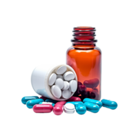 AI generated bottle of pills on transparent background PNG image