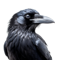 ai generado cerca arriba de un negro cuervo en transparente antecedentes png imagen