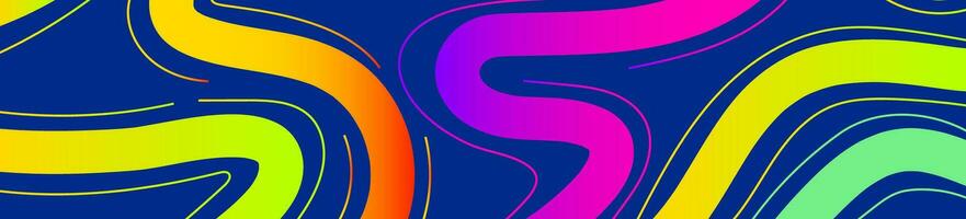 Banner abstract line neon color style vector