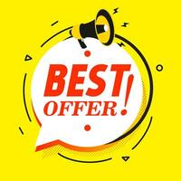 Best offer banner with megaphone for promo vector