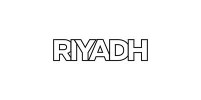 riyadh en el saudi arabia emblema. el diseño caracteristicas un geométrico estilo, vector ilustración con negrita tipografía en un moderno fuente. el gráfico eslogan letras.