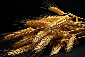 AI generated Golden Tips Bountiful Sheaves of Wheat Promising a Prosperous Future photo