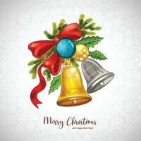 Realistic christmas bell decoration holiday card background vector