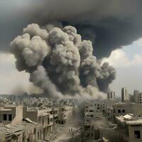 AI generated Very violent aerial bombardment in GAZA Palestine by ai generated photo