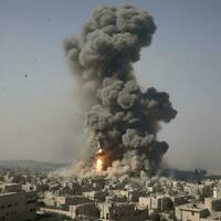 AI generated Very violent aerial bombardment in GAZA Palestine by ai generated photo