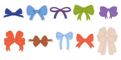 Elegant Hand Drawn Flat Organic Ribbon Bows. Modern Style Adds a Contemporary Touch to Decorations. Discover a Large Set of Bowties for Your Creative Projects vector