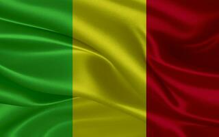 3d waving realistic silk national flag of Mali. Happy national day Mali flag background. close up photo