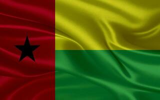 3d waving realistic silk national flag of Guinea-Bissau. Happy national day Guinea-Bissau flag background. close up photo