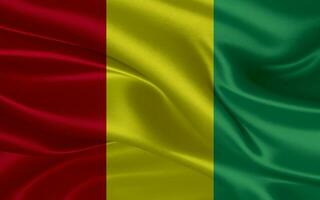 3d waving realistic silk national flag of Guinea. Happy national day Guinea flag background. close up photo
