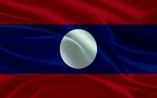 3d waving realistic silk national flag of Laos. Happy national day Laos flag background. close up photo