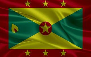 3d waving realistic silk national flag of Grenada. Happy national day Grenada flag background. close up photo