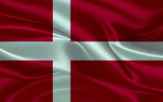 3d ondulación realista seda nacional bandera de Dinamarca. contento nacional día Dinamarca bandera antecedentes. cerca arriba foto