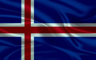 3d waving realistic silk national flag of Iceland. Happy national day Iceland flag background. close up photo