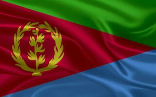 3d waving realistic silk national flag of Eritrea. Happy national day Eritrea flag background. close up photo