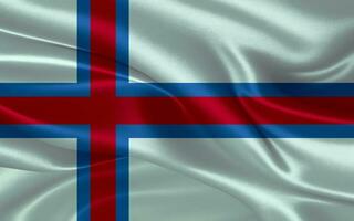 3d waving realistic silk national flag of Faroe Island. Happy national day Faroe Island flag background. close up photo