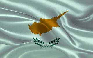 3d waving realistic silk national flag of Cyprus. Happy national day Cyprus flag background. close up photo