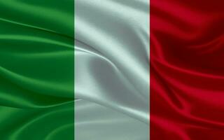 3d waving realistic silk national flag of Italy. Happy national day Italy flag background. close up photo