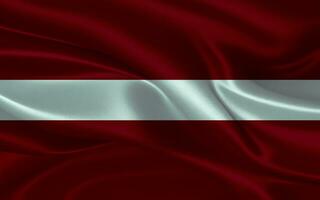 3d waving realistic silk national flag of Latvia. Happy national day Latvia flag background. close up photo