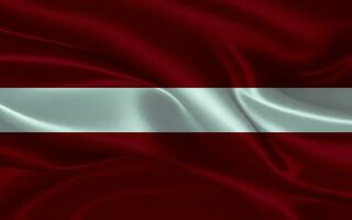 3d waving realistic silk national flag of Latvia. Happy national day Latvia flag background. close up photo