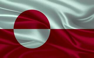 3d waving realistic silk national flag of Greenland. Happy national day Greenland flag background. close up photo