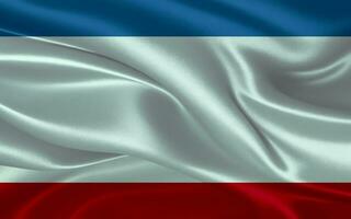 3d waving realistic silk national flag of Crimea. Happy national day Crimea flag background. close up photo