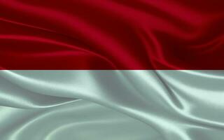 3d ondulación realista seda nacional bandera de Indonesia. contento nacional día Indonesia bandera antecedentes. cerca arriba foto