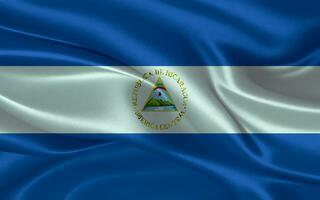 3d waving realistic silk national flag of Nicaragua. Happy national day Nicaragua flag background. close up photo