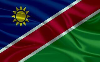 3d waving realistic silk national flag of Namibia. Happy national day Namibia flag background. close up photo