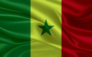 3d waving realistic silk national flag of Senegal. Happy national day Senegal flag background. close up photo