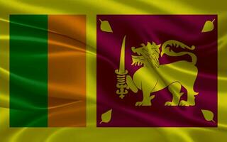 3d waving realistic silk national flag of Srilanka. Happy national day Srilanka flag background. close up photo