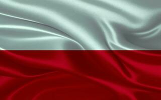 3d waving realistic silk national flag of Poland. Happy national day Poland flag background. close up photo