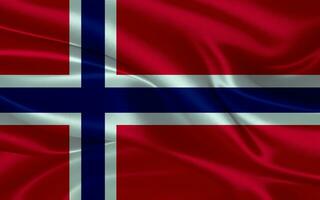 3d waving realistic silk national flag of Norway. Happy national day Norway flag background. close up photo