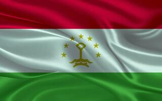 3d waving realistic silk national flag of Tajikistan. Happy national day Tajikistan flag background. close up photo