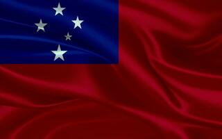 3d waving realistic silk national flag of Samoa. Happy national day Samoa flag background. close up photo