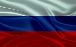 3d waving realistic silk national flag of Russia. Happy national day Russia flag background. close up photo